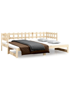 Dormeuse Estraibile 2x(90x200) cm Legno Massello di Pino 2