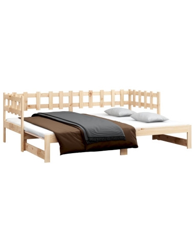 Dormeuse Estraibile 2x(90x200) cm Legno Massello di Pino