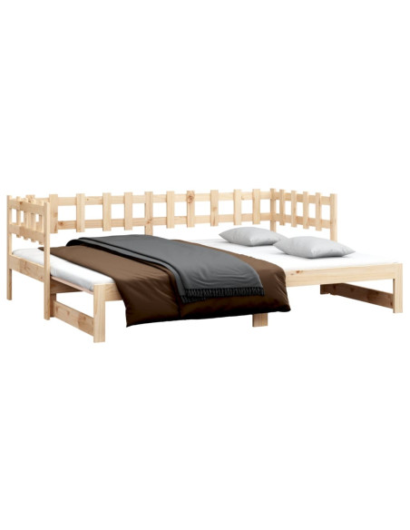 Dormeuse Estraibile 2x(90x200) cm Legno Massello di Pino