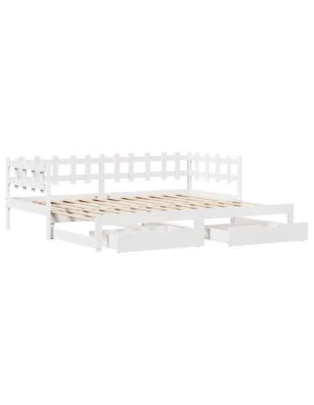 Letto Estraibile con Cassetti senza Materasso Bianco 90x190 cm