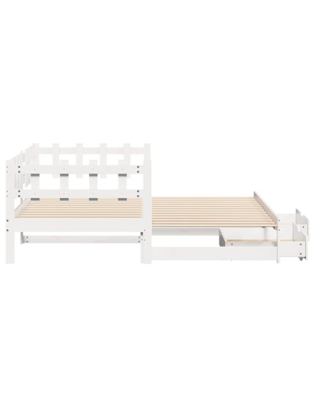 Letto Estraibile con Cassetti senza Materasso Bianco 90x190 cm