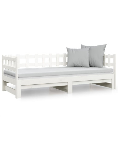 Dormeuse Estraibile Bianca 2x(80x200) cm Legno Massello di Pino
