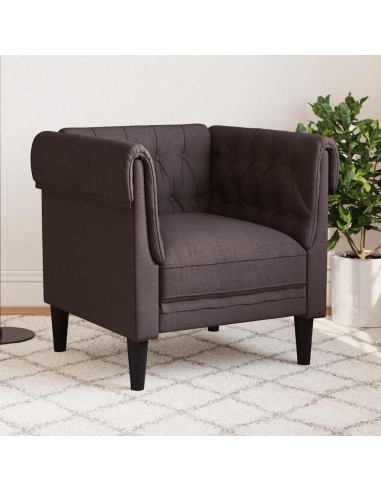 Poltrona Chesterfield Marrone Scuro in Tessuto