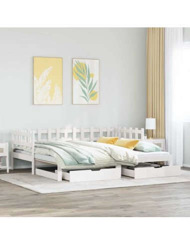Letto Estraibile con Cassetti senza Materasso Bianco 80x200 cm