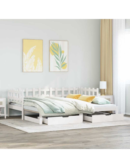 Letto Estraibile con Cassetti senza Materasso Bianco 80x200 cm