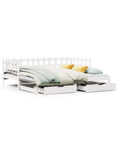 Letto Estraibile con Cassetti senza Materasso Bianco 80x200 cm 2