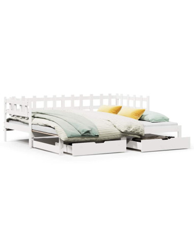 Letto Estraibile con Cassetti senza Materasso Bianco 80x200 cm