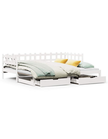 Letto Estraibile con Cassetti senza Materasso Bianco 80x200 cm