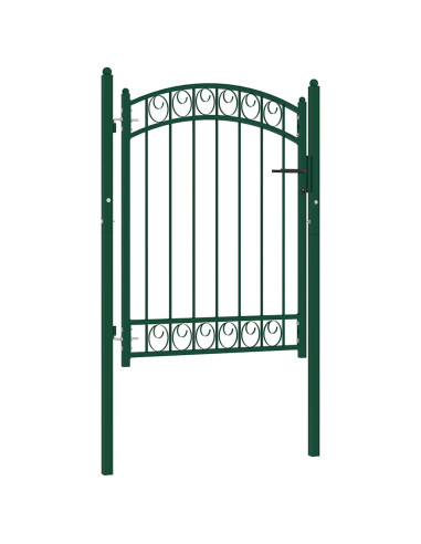 Cancello per recinzione EMMEN con parte superiore ad arco in acciaio 100x98,5 cm verde