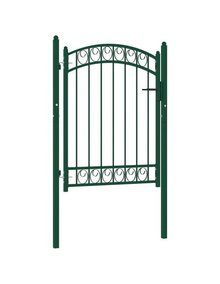 Cancello per recinzione EMMEN con parte superiore ad arco in acciaio 100x98,5 cm verde