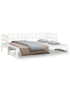 Dormeuse Estraibile Bianca 2x(90x190) cm Legno Massello di Pino 2