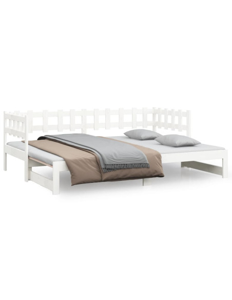 Dormeuse Estraibile Bianca 2x(90x190) cm Legno Massello di Pino