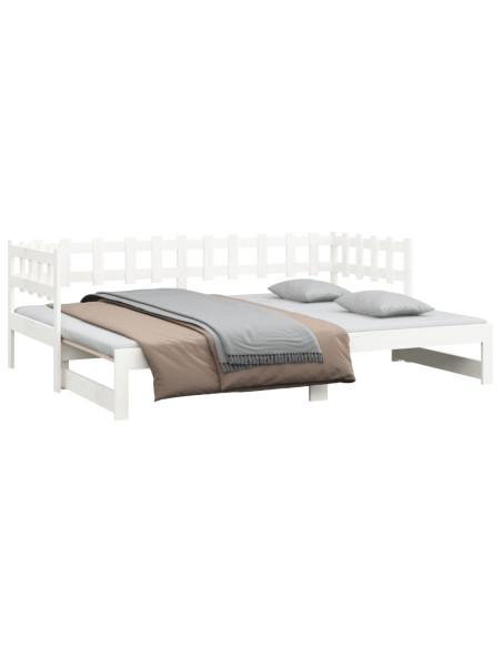 Dormeuse Estraibile Bianca 2x(90x190) cm Legno Massello di Pino