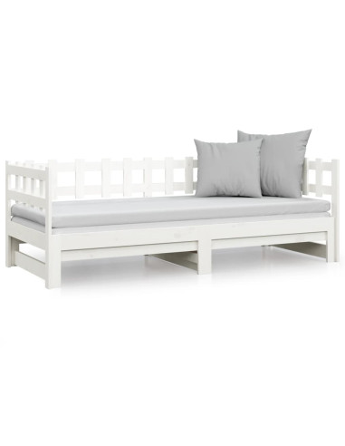 Dormeuse Estraibile Bianca 2x(90x190) cm Legno Massello di Pino
