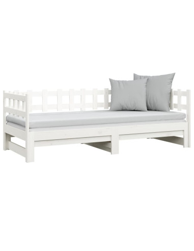 Dormeuse Estraibile Bianca 2x(90x190) cm Legno Massello di Pino