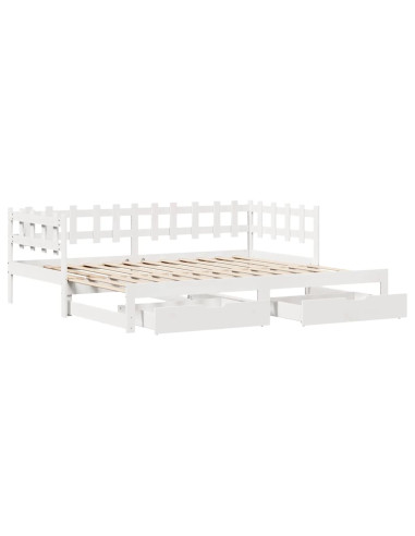 Letto Estraibile con Cassetti senza Materasso Bianco 90x200 cm