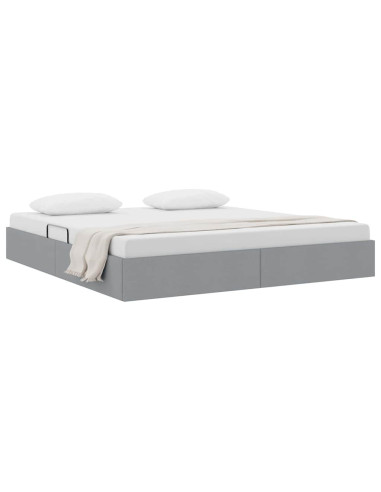 Letto con Contenitore Grigio Chiaro 193 x 203 cm Tessuto