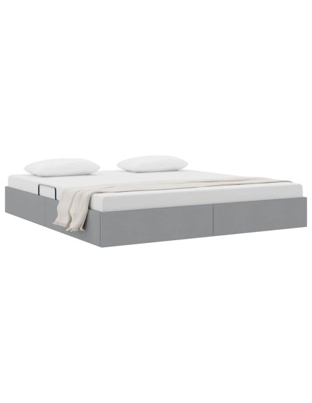Letto con Contenitore Grigio Chiaro 193 x 203 cm Tessuto