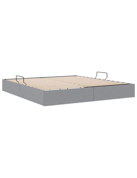 Letto con Contenitore Grigio Chiaro 193 x 203 cm Tessuto