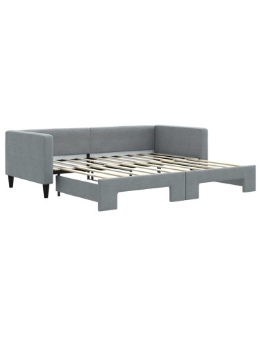 Divano Letto con Letto Estraibile Grigio Chiaro 100x190 Tessuto