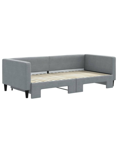 Divano Letto con Letto Estraibile Grigio Chiaro 100x190 Tessuto