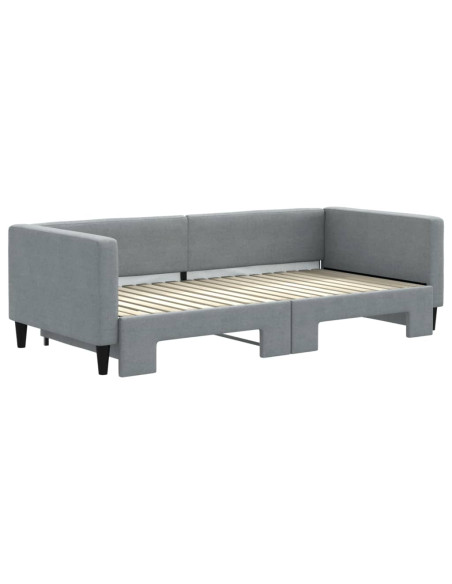 Divano Letto con Letto Estraibile Grigio Chiaro 100x190 Tessuto