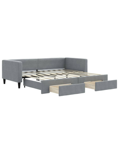 Divano Letto Estraibile Cassetti Grigio Chiaro 100x190 Tessuto