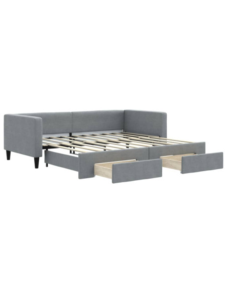 Divano Letto Estraibile Cassetti Grigio Chiaro 100x190 Tessuto