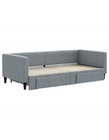 Divano Letto Estraibile Cassetti Grigio Chiaro 100x190 Tessuto