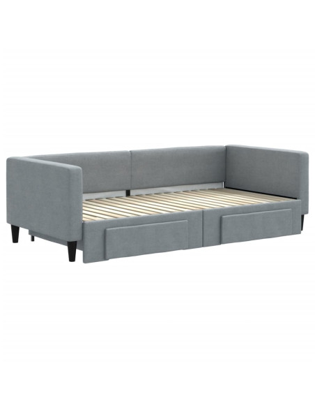 Divano Letto Estraibile Cassetti Grigio Chiaro 100x190 Tessuto