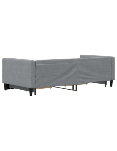 Divano Letto Estraibile Cassetti Grigio Chiaro 100x190 Tessuto