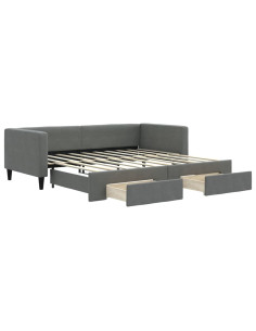 Divano Letto Estraibile Cassetti Grigio Scuro 100x190 Tessuto 2