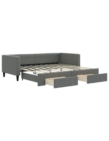 Divano Letto Estraibile Cassetti Grigio Scuro 100x190 Tessuto