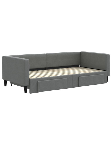 Divano Letto Estraibile Cassetti Grigio Scuro 100x190 Tessuto