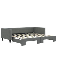 Divano Letto Letto Estraibile Grigio Scuro 100x190 cm Tessuto 2