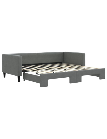 Divano Letto Letto Estraibile Grigio Scuro 100x190 cm Tessuto