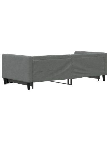 Divano Letto Letto Estraibile Grigio Scuro 100x190 cm Tessuto