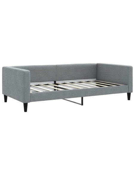 Letto da Giorno Grigio Chiaro 100x190 cm in Tessuto