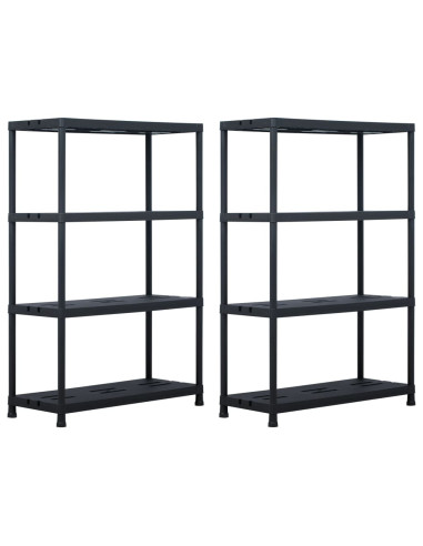 Scaffali 2 pz Nero 220 kg 90x40x138 cm in Plastica