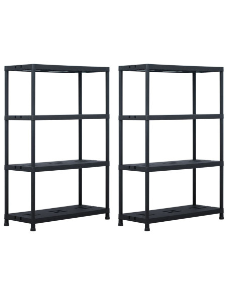 Scaffali 2 pz Nero 220 kg 90x40x138 cm in Plastica