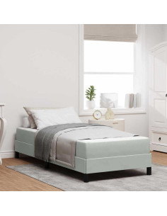 Letto a molle con materasso Grigio chiaro 100 x 210 cm Tessuto