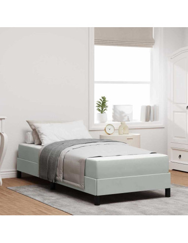 Letto a molle con materasso Grigio chiaro 100 x 210 cm Tessuto