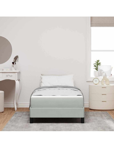 Letto a molle con materasso Grigio chiaro 100 x 210 cm Tessuto