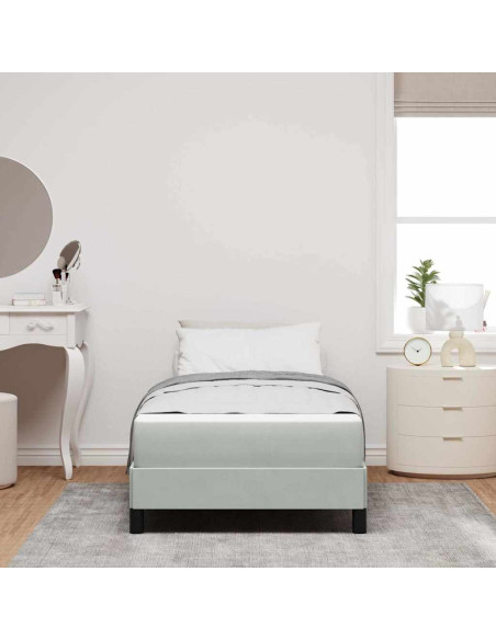 Letto a molle con materasso Grigio chiaro 100 x 210 cm Tessuto
