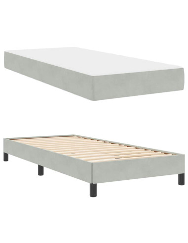 Letto a molle con materasso Grigio chiaro 100 x 210 cm Tessuto