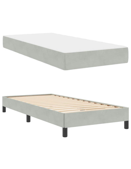 Letto a molle con materasso Grigio chiaro 100 x 210 cm Tessuto