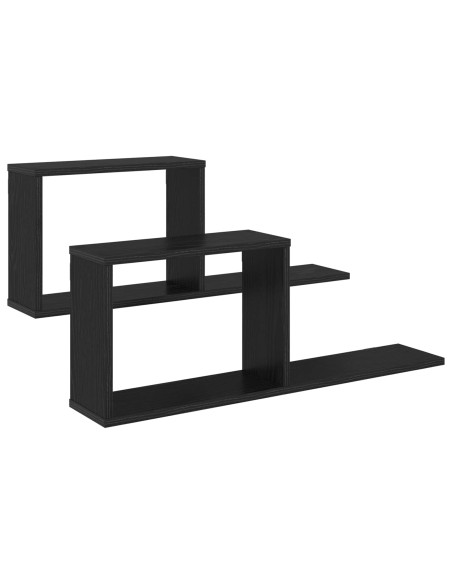Scaffali flottanti 2 pz Rovere Nero 80 x 15 x 30 cm