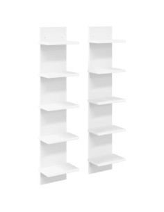 Scaffale da parete 2 pz Bianco 22 x 15 x 100 cm 2