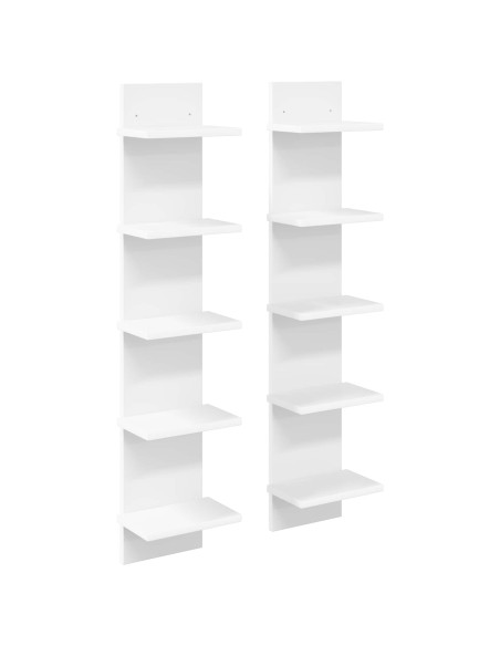 Scaffale da parete 2 pz Bianco 22 x 15 x 100 cm