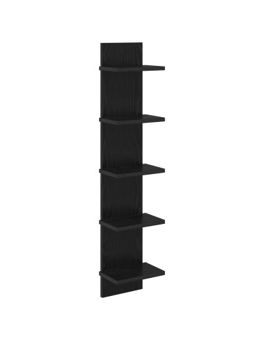 Scaffale da parete Rovere Nero 22 x 15 x 100 cm
